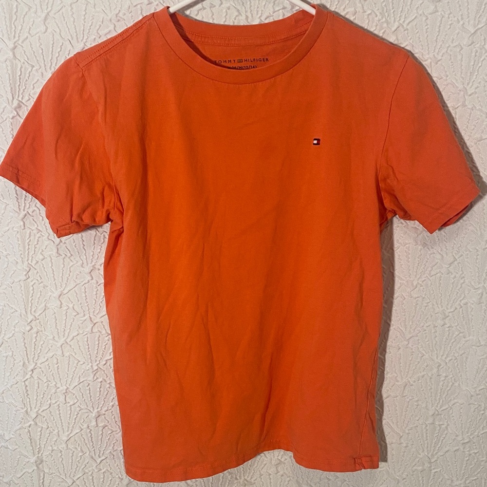 Tommy Hilfiger Bold Orange Tee Youth M/M 12/4 Preppy Lightweight